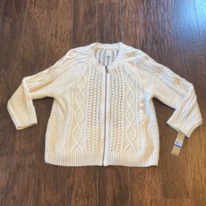 NWT DKNY Cable Knit Front Zipper Sweater Cardigan